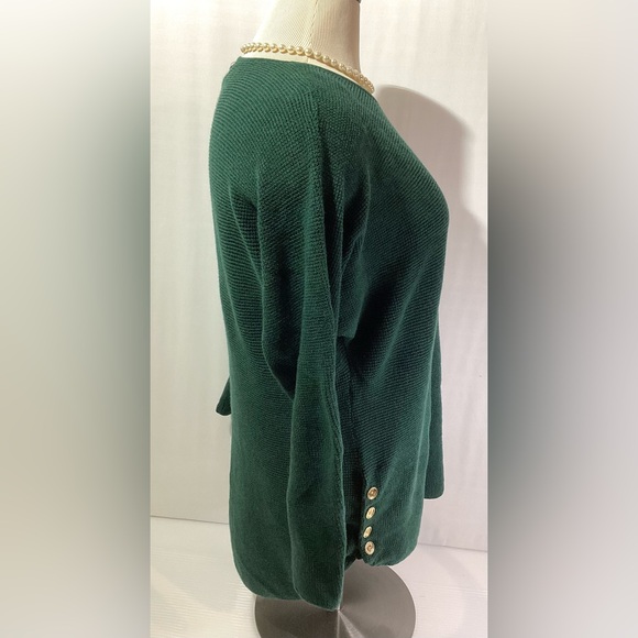 Michael Kors Woman’s Sweater Top Size M Color Green Long Sleeves Knit - Picture 7 of 12